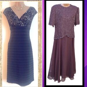 2 Dresses--1 Lace Black & 1 Beaded Purple Dresses